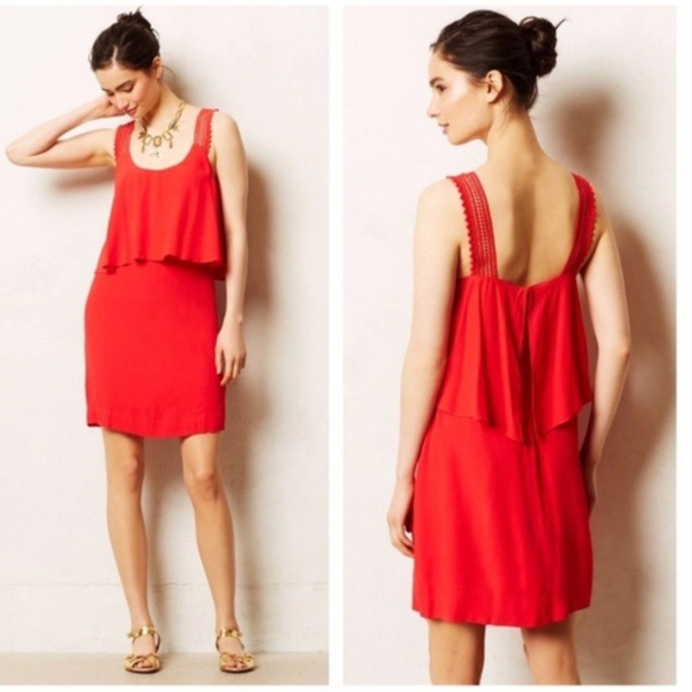 Anthropologie Maeve Red Tisana Dress
